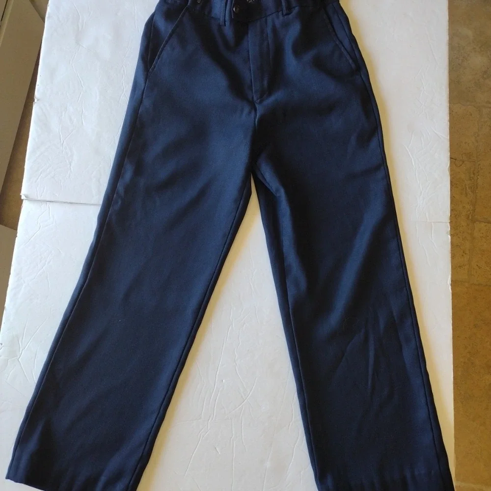 Tazio Pants Boy 18 Navy Casual Dress Pants Formal Flat Front Party Casual Pocket